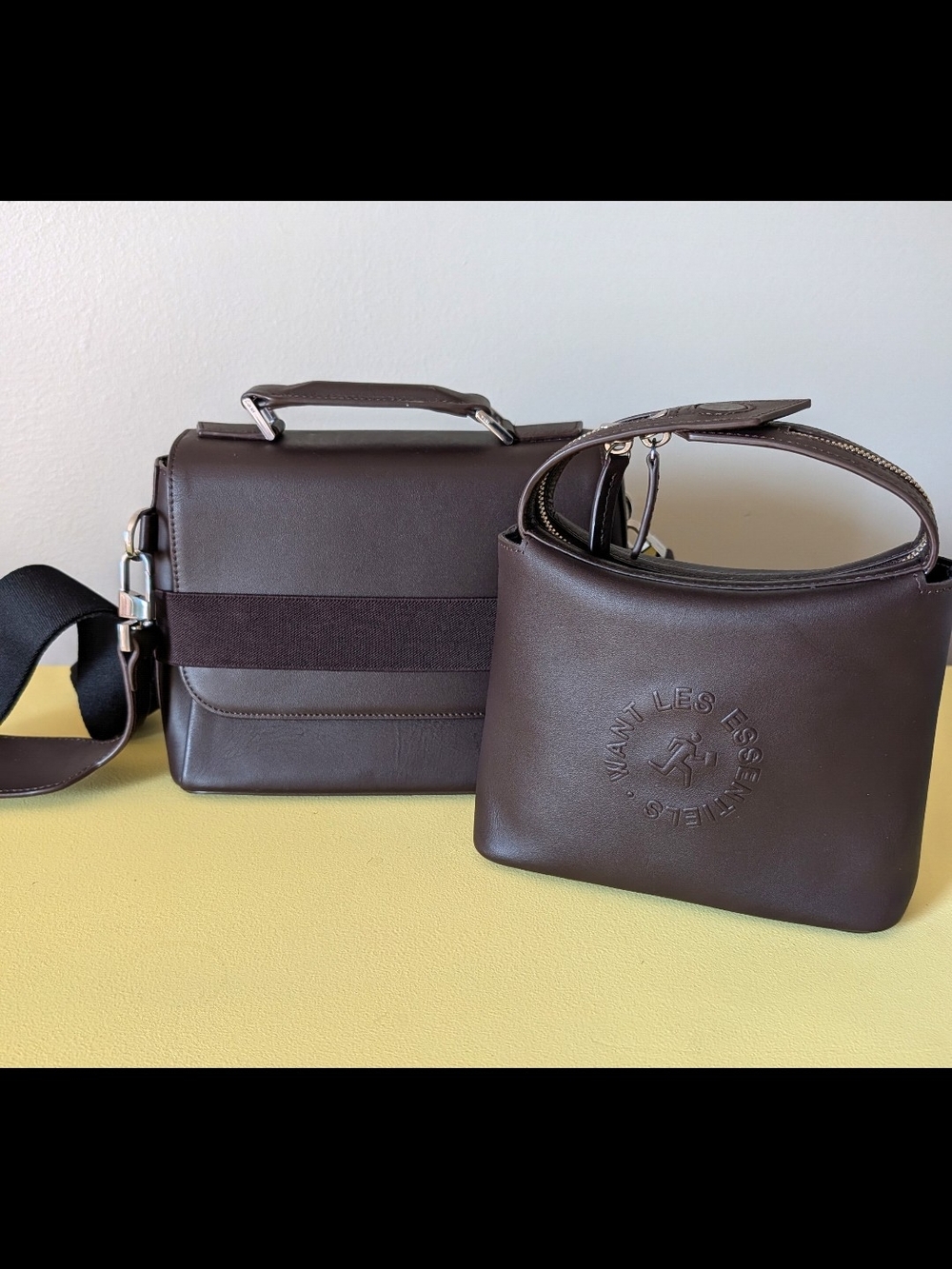 WANT Les Essentiels Dyce 2-in-1 Leather Crossbody Bag & Removable Pouch Espresso
